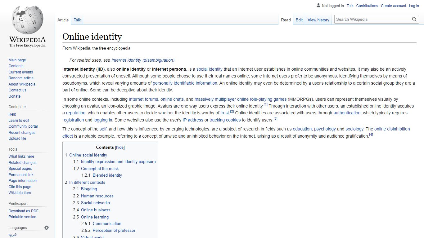 Online identity - Wikipedia